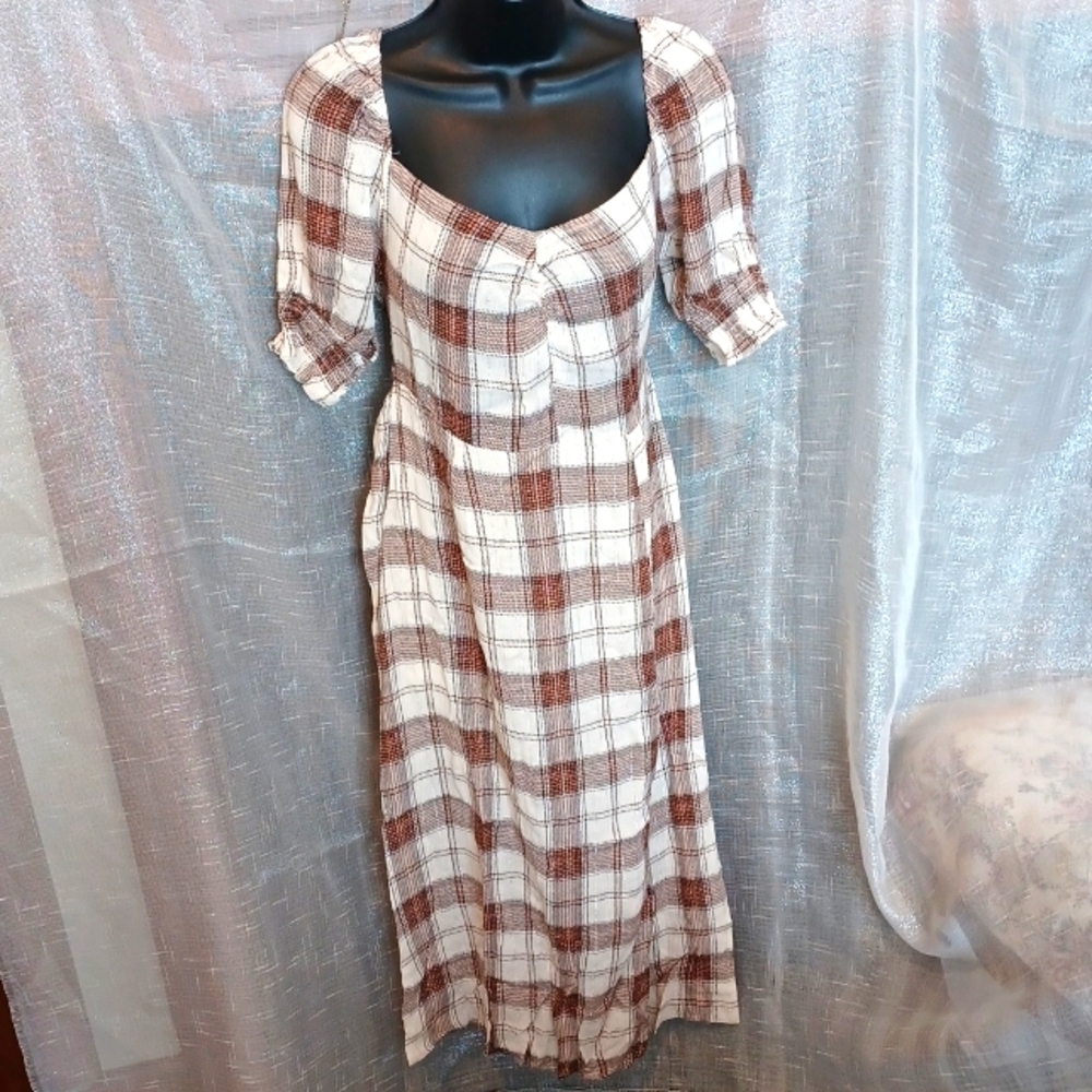 Hint of Mint Short Sleeve Smocked Midi Dress, S, NWT - Picture 2 of 5